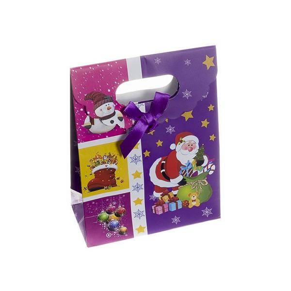 Xmas Theme Gift Bag - Fold Over Velcro 16x12.5x6cm PK1