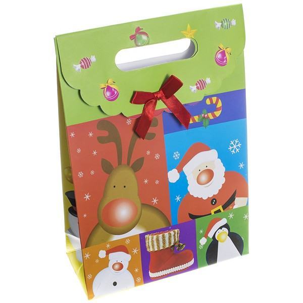 Christmas Gift Bag - Fold Over Velcro Handle 27x18cm PK1