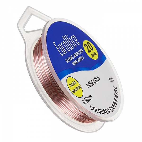 Copper Craft Wire Rose Gold 0.8mm 20 Gauge 6 Metre Reel