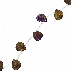 Pyrite Drop Beads Purple Pendants - 16mm (15.5" Strand)