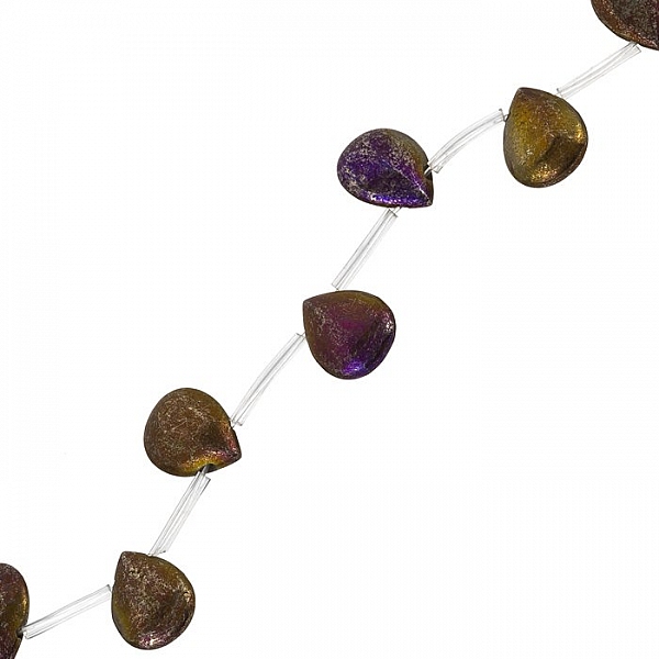 Pyrite Drop Beads Purple Pendants - 16mm (15.5" Strand)