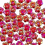 10mm Transparent Acrylic Flower Pony Beads Red AB PK50