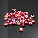 10mm Transparent Acrylic Flower Pony Beads Red AB PK50