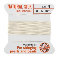 Griffin Silk Pearl Beading Cord 0.6mm (No.4) White 2m