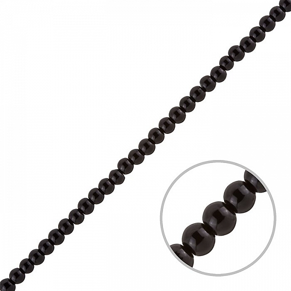 Black Round Glass Pearl Beads 4mm (Sold on 16" Strand)