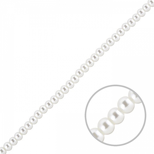 4mm Glass Pearl Beads Round White Sold on 16.5" Strand