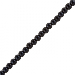 Round Glass Pearl Beads Midnight Black (6mm) 16"