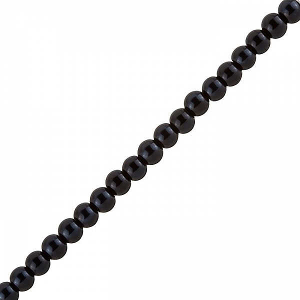 Round Glass Pearl Beads Midnight Black (6mm) 16"