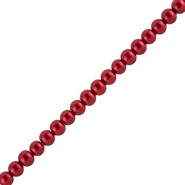Glass Pearl Beads Round 6mm - Fire Brick Red 16" Strand