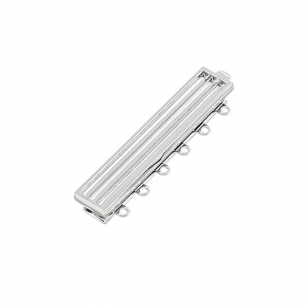 Silver Plated 6 Hole Strand Clasp For Delica Beads 38mm