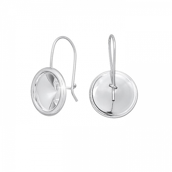 Sterling Silver 925 Kidney Earwires 10mm Rivoli Setting
