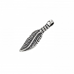 Sterling Silver Curved Feather Charm Pendant (21mm) PK1