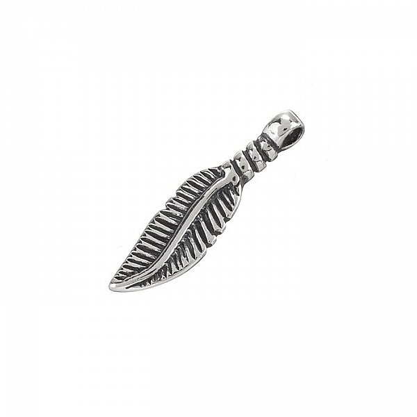 Sterling Silver Curved Feather Charm Pendant (21mm) PK1