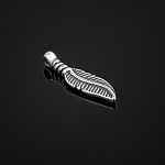 Sterling Silver Curved Feather Charm Pendant (21mm) PK1