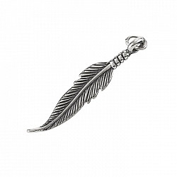 Sterling Silver Feather Charm Pendant & Bail (35mm) PK1