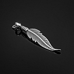 Sterling Silver Feather Charm Pendant & Bail (35mm) PK1