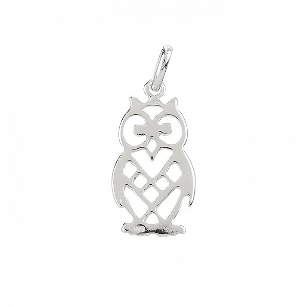 Sterling Silver Cut Out Owl Pendant With Bail 21mm PK1