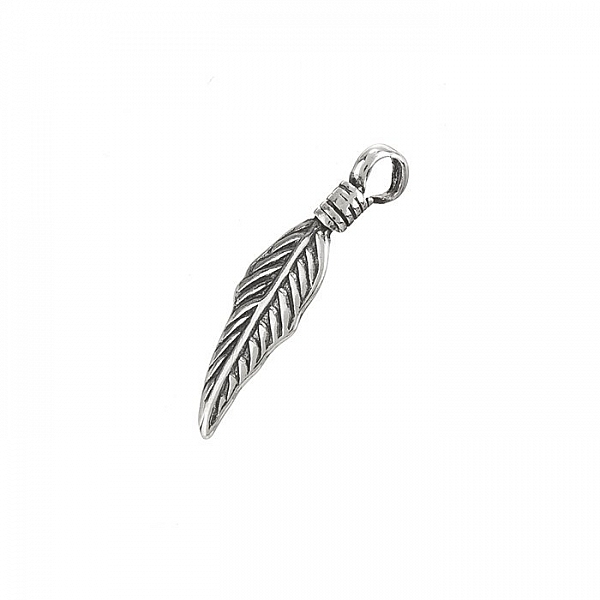 Sterling Silver Tibetan Feather Charm Pendant 20mm PK1