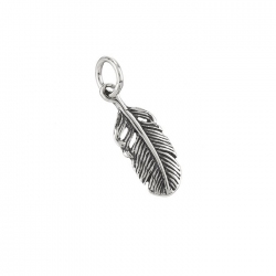 Sterling Silver Feather Charm Pendant & Bail (20mm) PK1