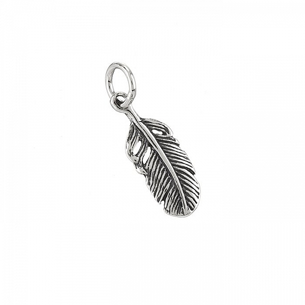 Sterling Silver Feather Charm Pendant & Bail (20mm) PK1