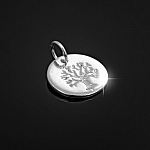 Sterling Silver Tree Of Life Disc Charm & Bail 15mm PK1