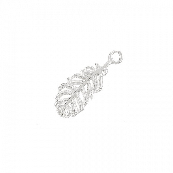 Sterling Silver Filigree Feather Charm Pendant 15mm PK1
