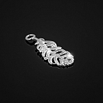 Sterling Silver Filigree Feather Charm Pendant 15mm PK1