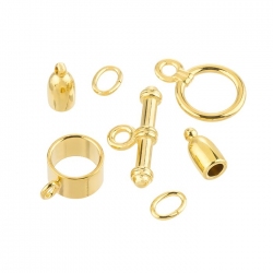 Bullet Shaped Kumihimo Findings Set (3mm) Gold Plated