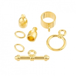 Bullet Shaped Kumihimo Findings Set (4mm) Gold Plated