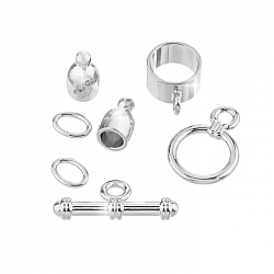 4mm Bullet Shaped Kumihimo Findings Set Silver Plated