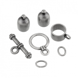 Bullet Kumihimo Finding Set (6mm) Antique Silver Plated
