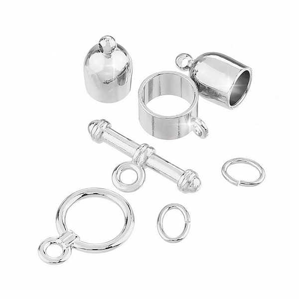 Bullet Shape Kumihimo Finding Set (6mm) Silver Plated