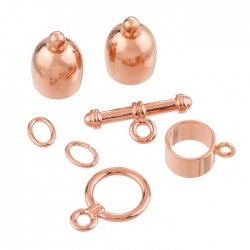 8mm Bullet Shape Kumihimo Findings Set Copper Plated