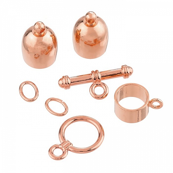 8mm Bullet Shape Kumihimo Findings Set Copper Plated