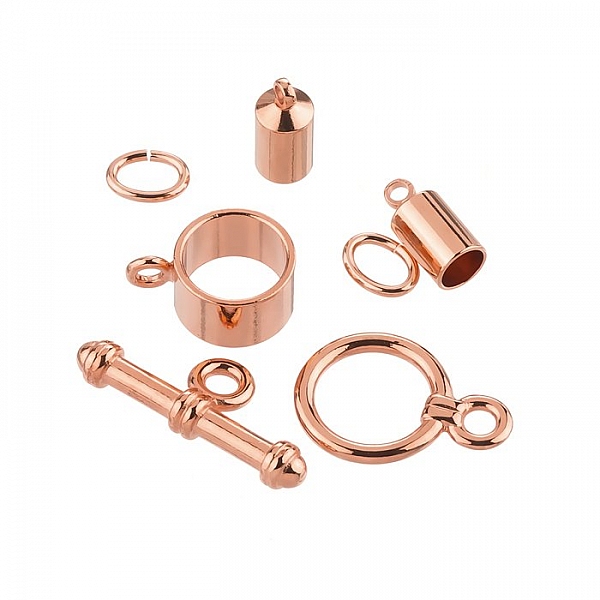 4mm Barrel Shaped Kumihimo Findings Set Copper Plated