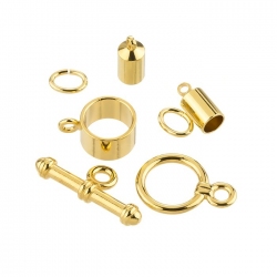Barrel Shaped Kumihimo Findings Set (4mm) Gold Plated