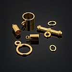 Barrel Shaped Kumihimo Findings Set (4mm) Gold Plated