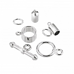 Barrel Shaped Kumihimo Findings Set (4mm) Silver Plated