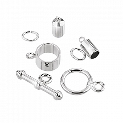 Barrel Shaped Kumihimo Findings Set (4mm) Silver Plated