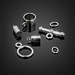 Barrel Shaped Kumihimo Findings Set (4mm) Silver Plated