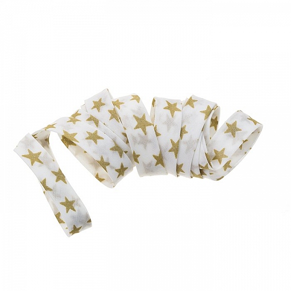 Liberty of London Etoiles 10mm White & Gold Bias Ribbon