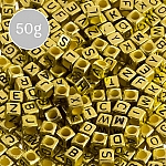 6mm Mix Alphabet Letter Beads Acrylic Cubes (Gold) 50g