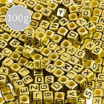 Mix Alphabet Letter Beads 6mm Acrylic Cubes (Gold) 100g
