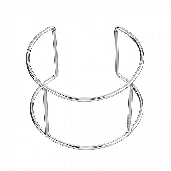Rhodium Plated Wire Cuff Bangle Base With 2 Posts 65mm