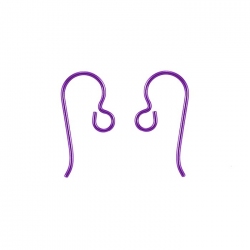 Hypoallergenic Niobium 21mm Fishhook Earwires (Purple)