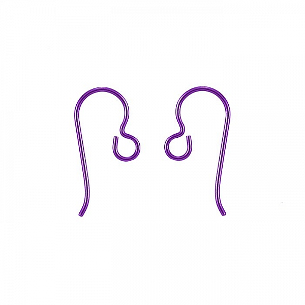 Hypoallergenic Niobium 21mm Fishhook Earwires (Purple)