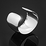 Rhodium Plated Plain Cuff Domed Bangle Silver 40mm PK1