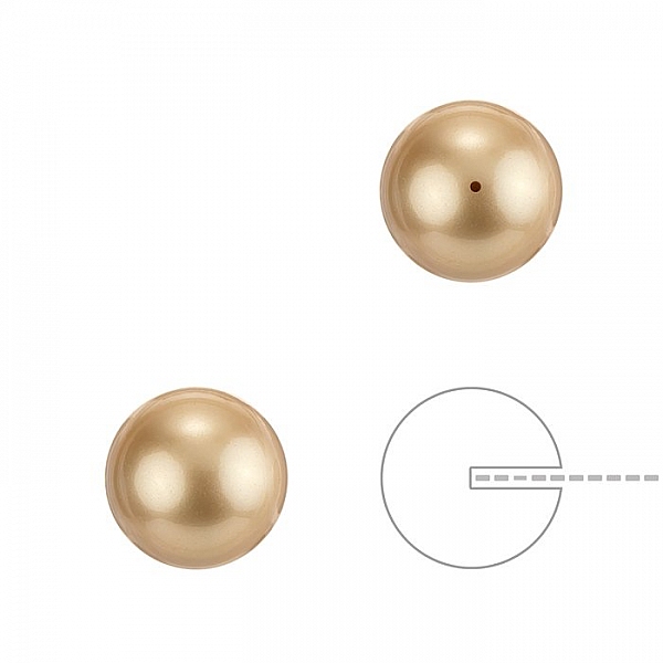 10mm Swarovski Round Half Drilled Pearls Vintage Gold