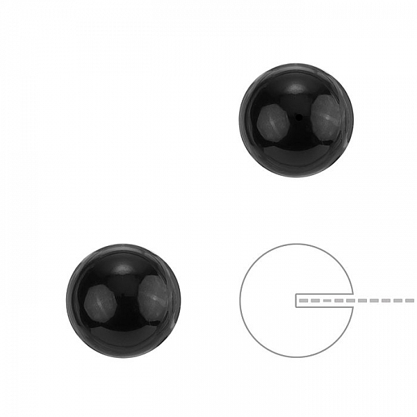 10mm Swarovski Round Half Drilled Pearls - Mystic Black