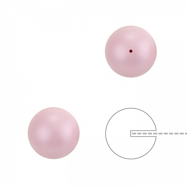 Swarovski 10mm Half Drilled Pearl Round Pastel Rose PK2